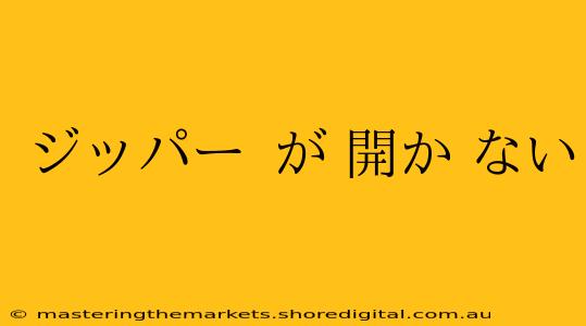 ジッパー が 開か ない